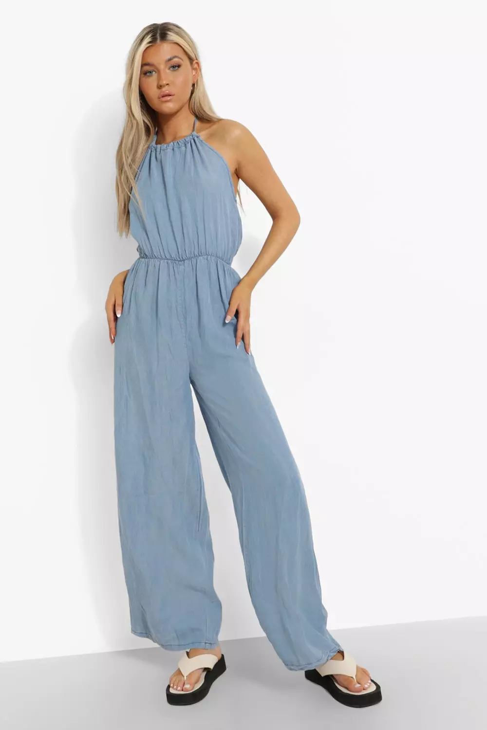 Denim culotte jumpsuit hot sale